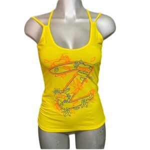 Zumba Love Tank Top Bright Sunray Yellow Dance Gym Fitness Exercise Size Small